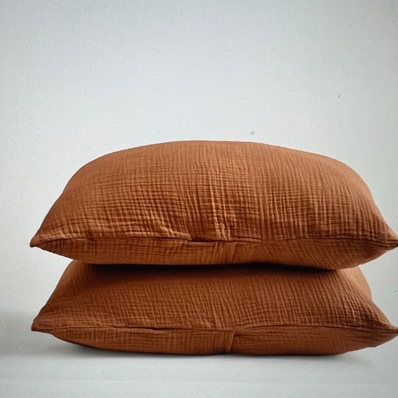 QUINCE Organic Airy Gauze Duvet Cover King plus 2 King Shams - TERRACOTTA - Picture 2 of 8